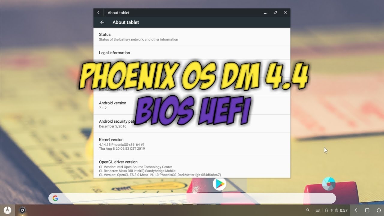 Install Phoenix OS DarkMatter 4.4 Bios Uefi