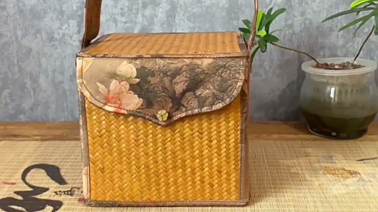 Handcrafted Bamboo Tea Cake Box Tea Room Basket Tea Box for Tabletop