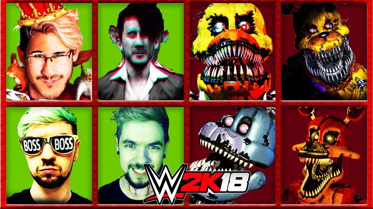 Five Nights at Freddy's vs. Markiplier, JackSepticEye, Darkiplier & AntiSepticEye | WWE 2K18