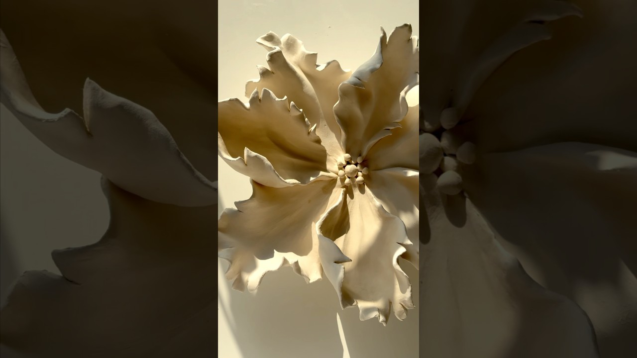 Sculpting flower with air dry stone clay #flowers #clayart #fineart #contemporaryart #floralart
