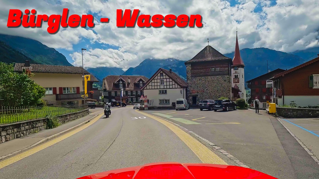 Driving in Switzerland - from Bürglen to Wassen - route connecting Klausenpass and Sustepass