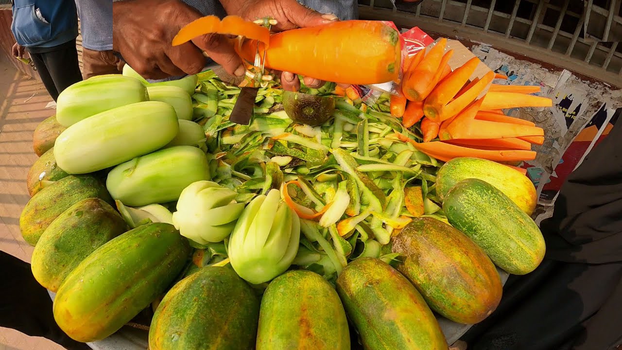 FRUITS NINJA OF DHAKA ! Amazing Cucumber & Carrot Cutting Skills by Tasty Twesty Food
