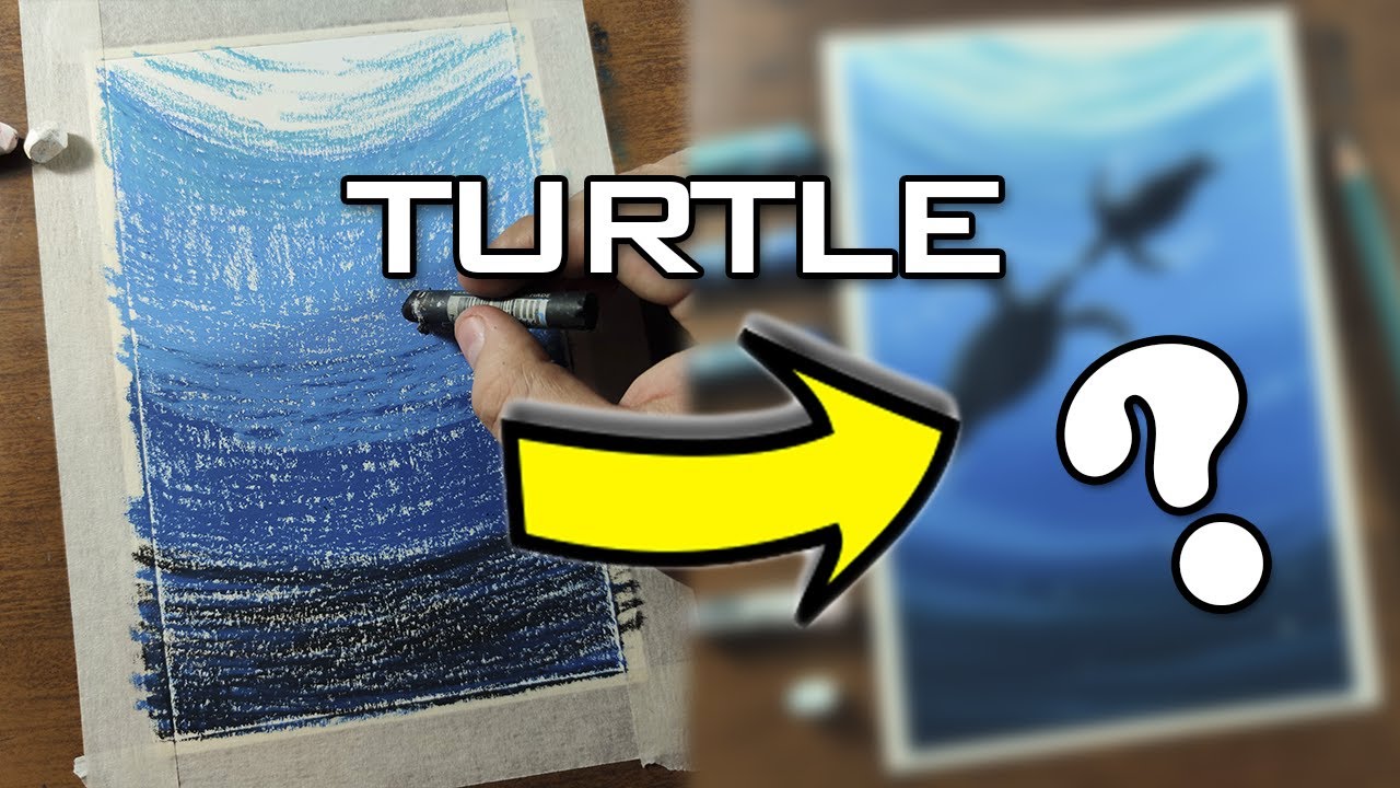 How to Draw Turtle Couple in Blue Sea - With Oil Pastels Step by Step (Easy)