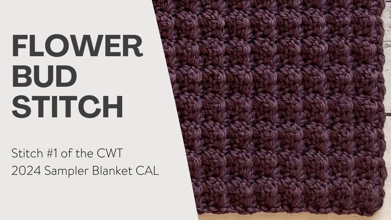Master the Flower Bud Stitch: 2024 Sampler Blanket  Square #1