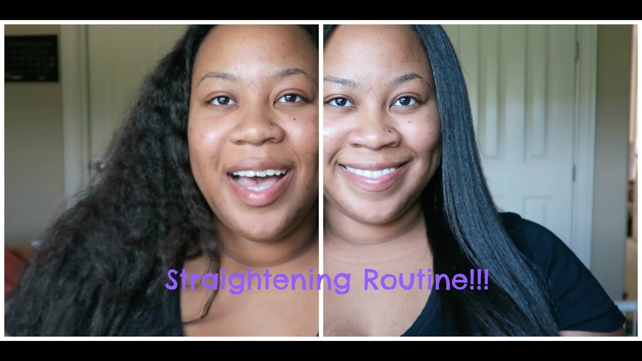 Relaxed Hair Straightening Routine!!
