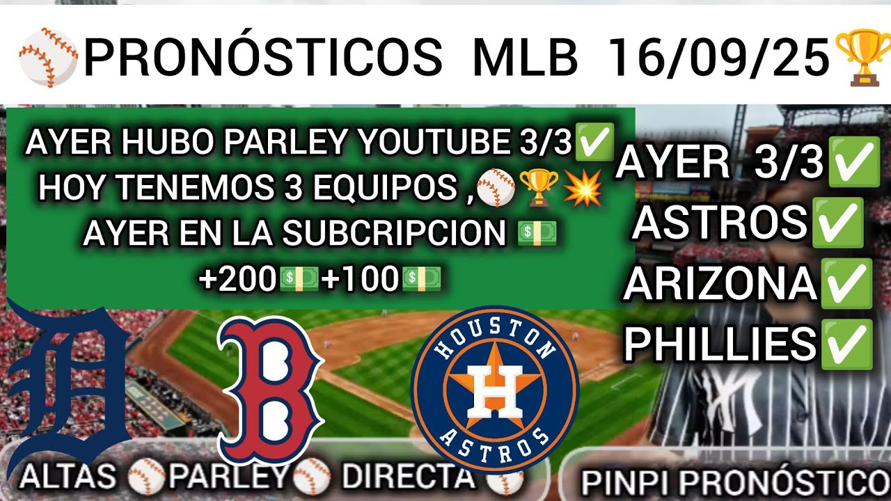 PARLEY MLB GRATIS HOY 🤑 PRONOSTICOS DE BEISBOL ⚾ DATOS PARA PARLEY MLB🏆✅ PINPI PRONOSTICOS 💥