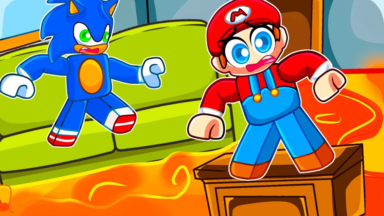 Mario vs Sonic In ROBLOX The Floor Is Lava!