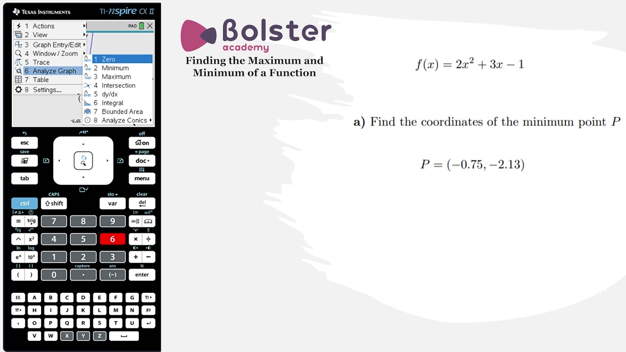 TI Nspire - Finding the Maximum and Minimum of a Function
