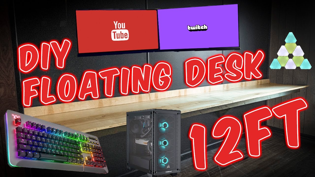 DIY Floating Gaming Desk Build | 12ft | How to