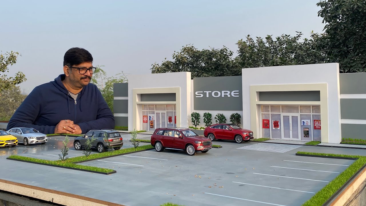 DIY Making a Mini Shopping Mall Building with Parking Lot | 1/18 Scale Model