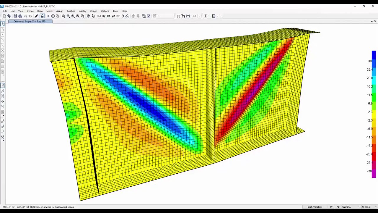 SAP2000 - Nonlinear modeling of post-critical behavior
