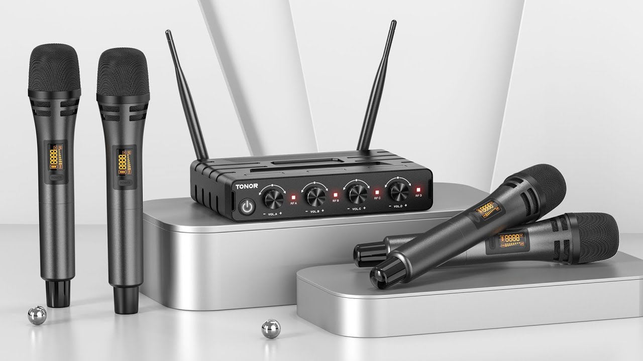 TONOR Wireless Microphone System with 4x10 Channel Cordless Handheld Microphone Inalambrico