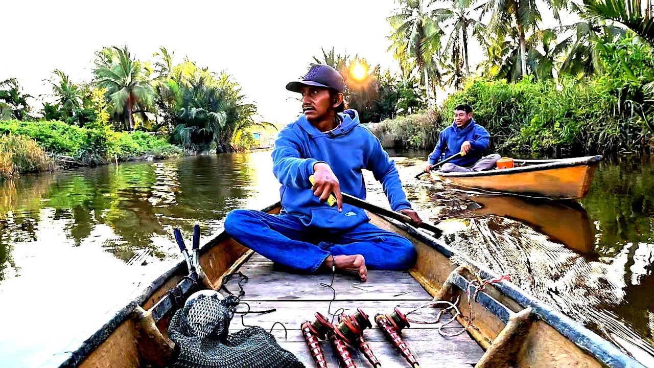 Mancing udang galah dari sore sampai malam hari di spot yang banyak udang nya