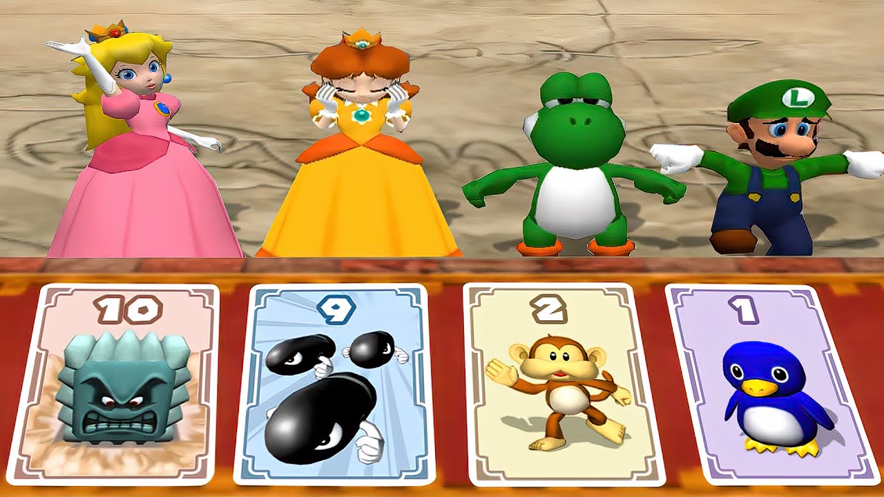 【マリオパーティ6】+【マリオパーティ8】ミニゲームバトルピーチ姫Vsデイジー姫VsヨッシーVsルイージ(最強CPU｢たつじん」)
