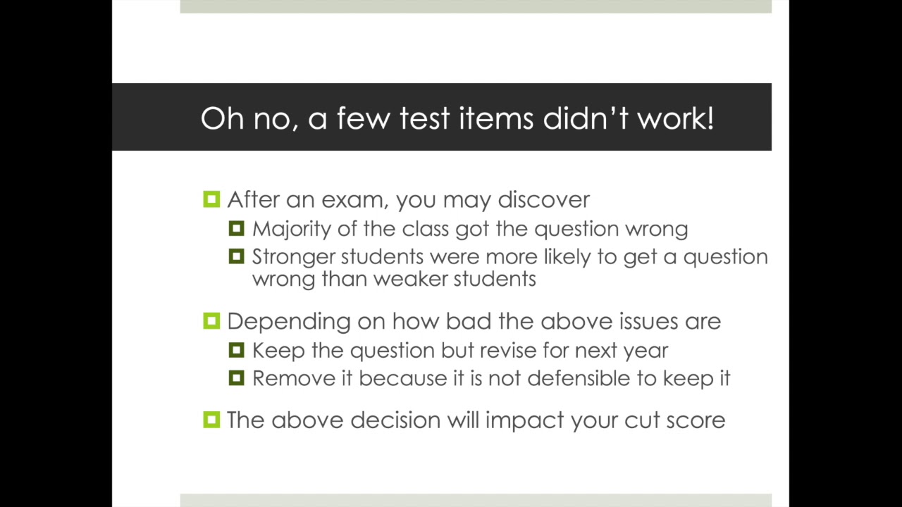 Standard Setting Part 4 - Troubleshooting Problem Items