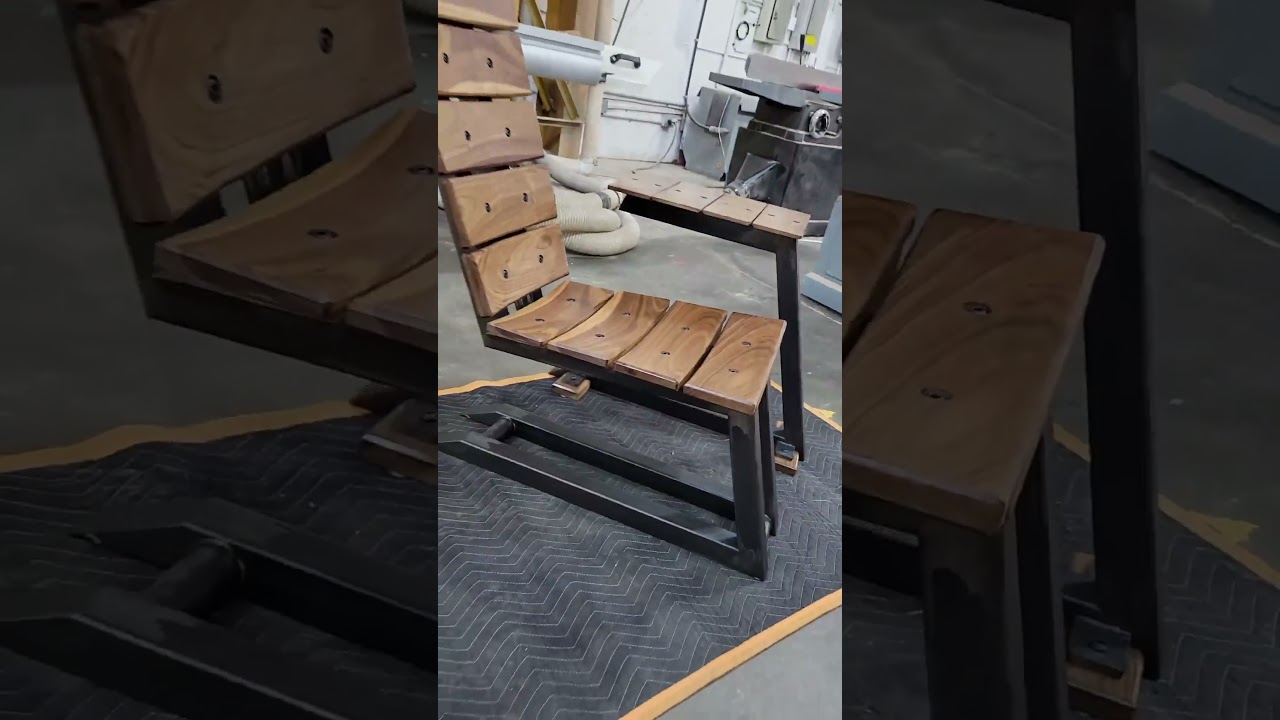 Unique Handmade Steel and Walnut Chair