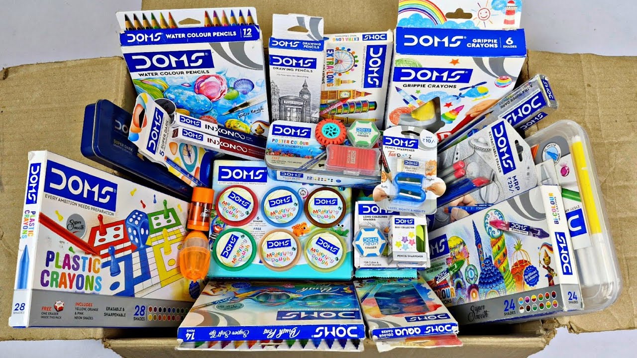 DOMS Stationery Collection🥰Pen, Sharpener, Eraser, Aqua Color, Brush Pens, Oil Pastels, Pencil Color