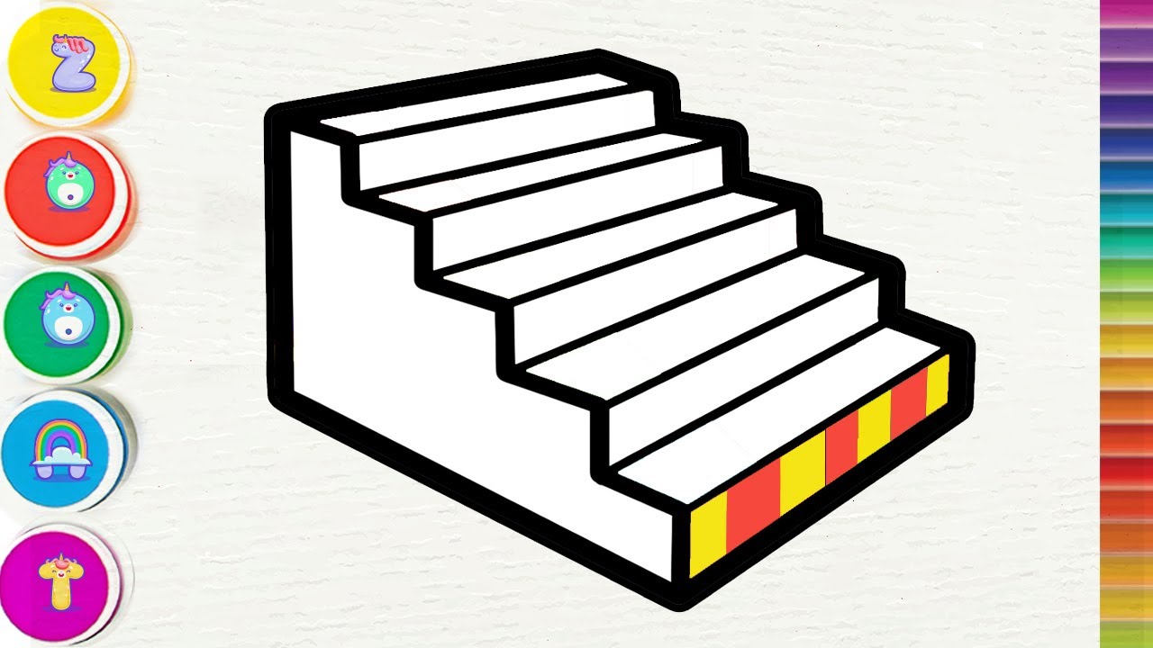 Draw and color a Steep Stair | Step by step | Easy drawing for beginners