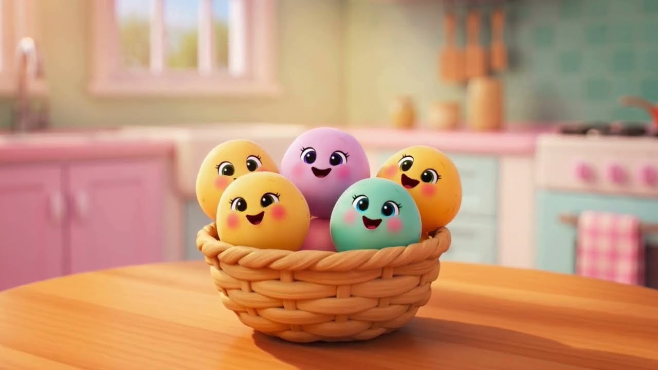 पाँच छोटे आलू 🥔  Cute Hindi Nursery Rhyme for Kids  Baby Cartoon Song 🎶