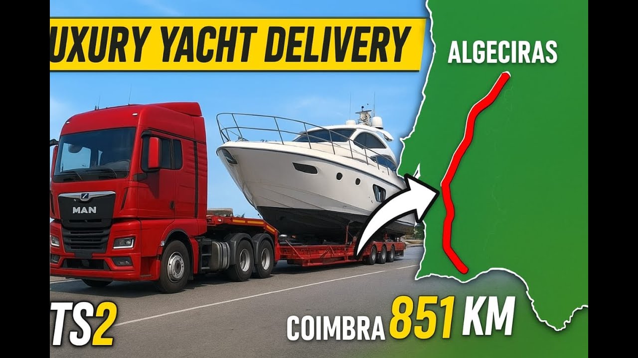 ETS2 | Dostawa luksusowego jachtu 🚛 Algeciras ➜ Coimbra | Podr&oacute;ż 851 KM || Farhan15x #farhangaming