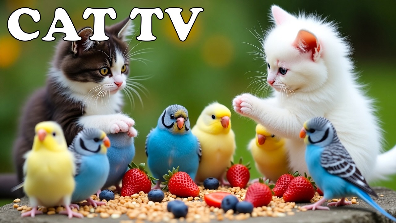 (БЕЗ РЕКЛАМЫ) 4K CAT TV 😸📺 Занятые птички исследуют укромный уголок 🐦🌼 Успокаивает кошачью тревог...