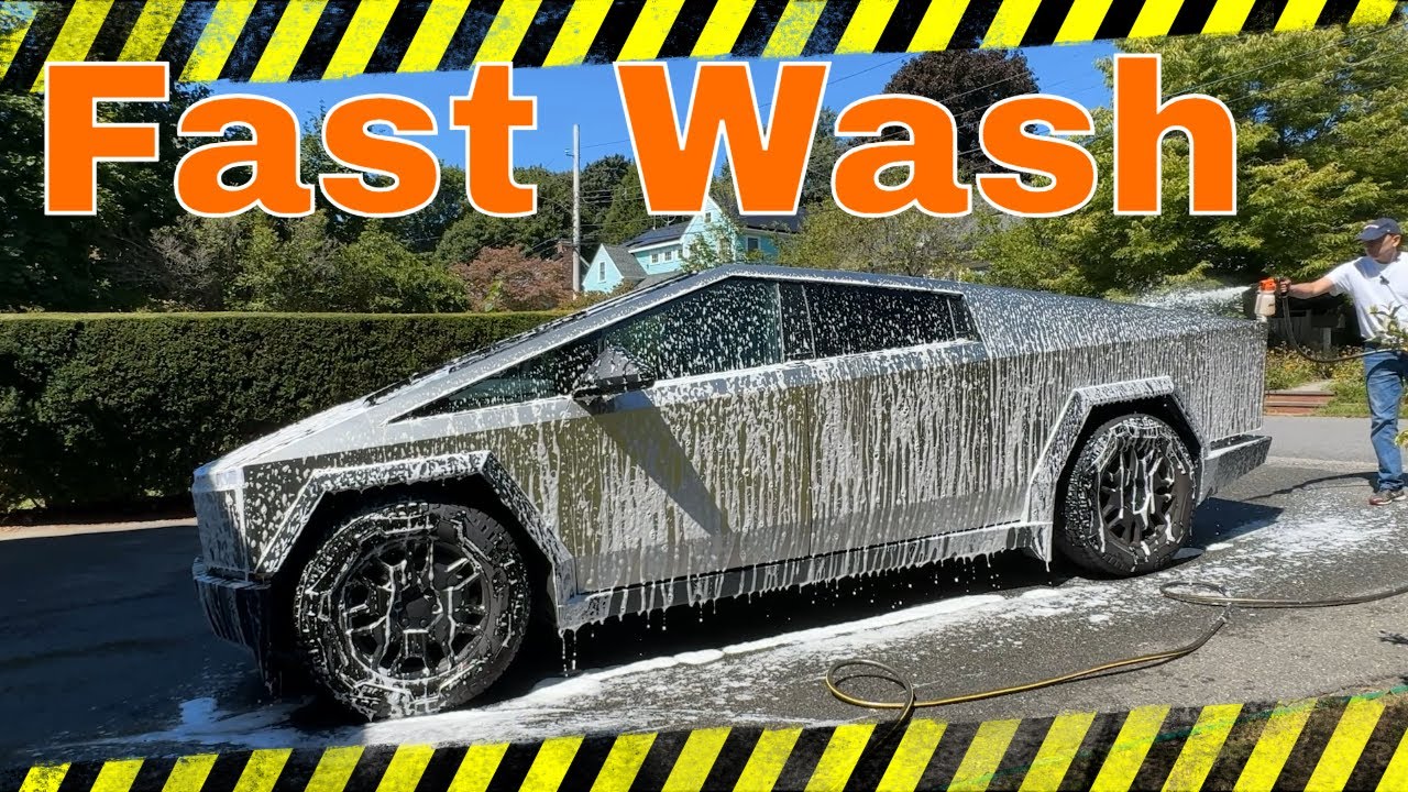 How to wash a Cybertruck the lazy way! #teslawatts #cybertruck #foundationseries #tesla #pickuptruck