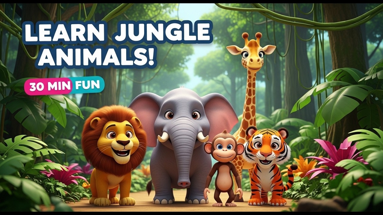 Learn Jungle Animals | 30 Minutes Learning Rhyme Compilation 🐘🦁