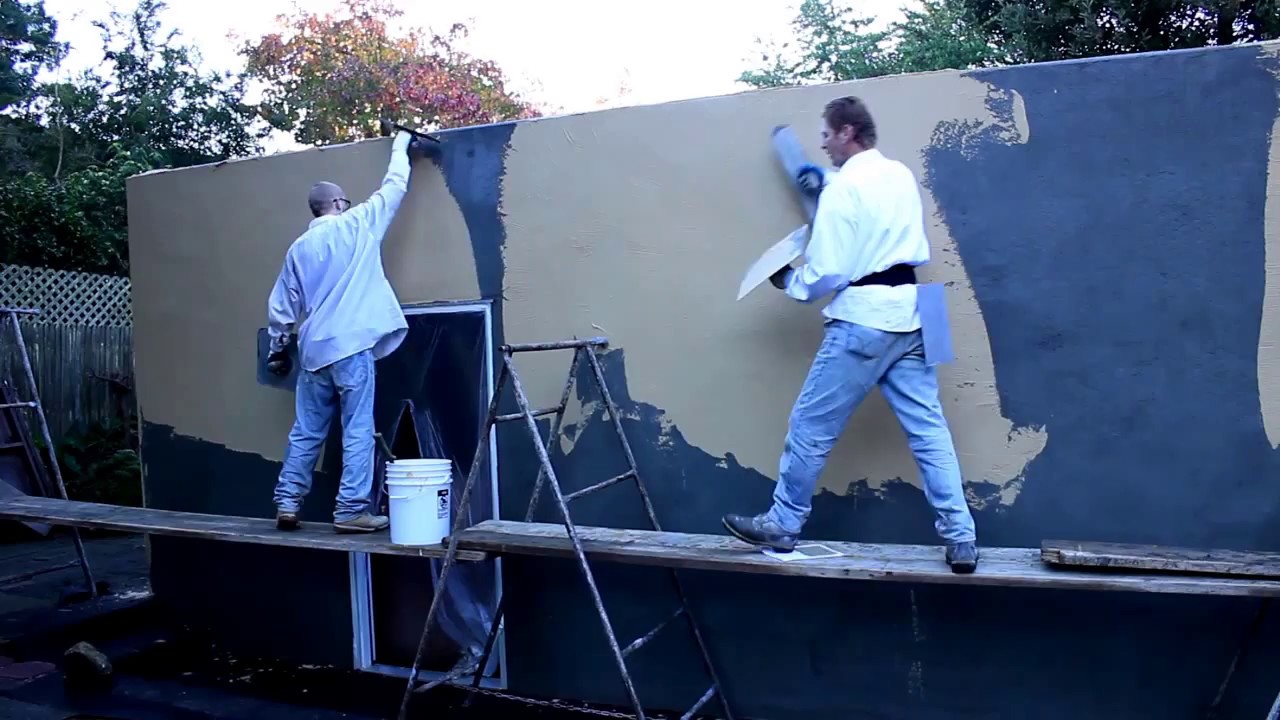 Two-coat Stucco smooth mission or marble finish.