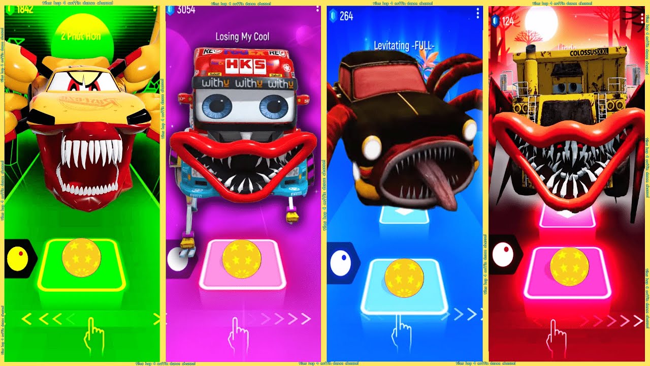 coffin dance - Car Eater black vs Truck Colossus vs Truck Eater Cyborg vs Mcqueen Deer | Tiles HOP