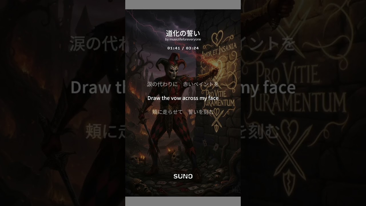 【7th Album 創作曲】道化の誓い(suno No.92) #創作曲 #music #punk #歌詞動画 #音史 #suno #道化の誓い #歌詞動画 #道化の誓い #音楽 #オリジナル