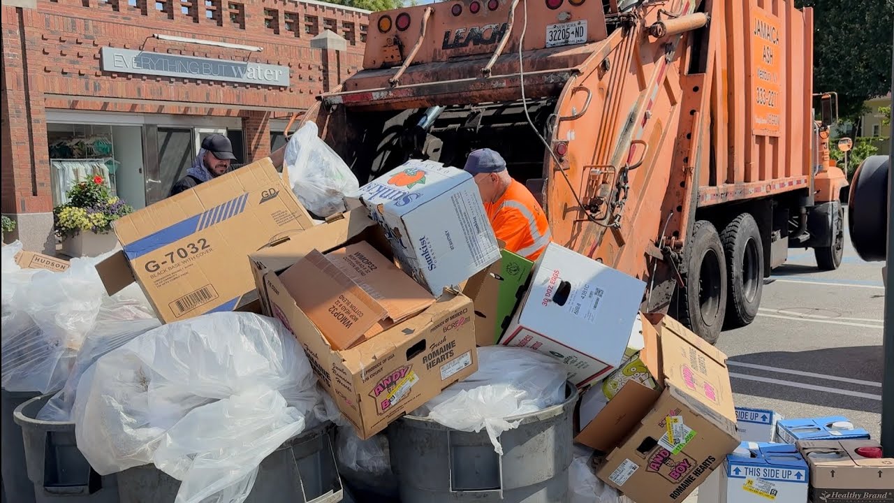 Garbage Truck vs Massive Heavy Restaurant Manual Trash Pile