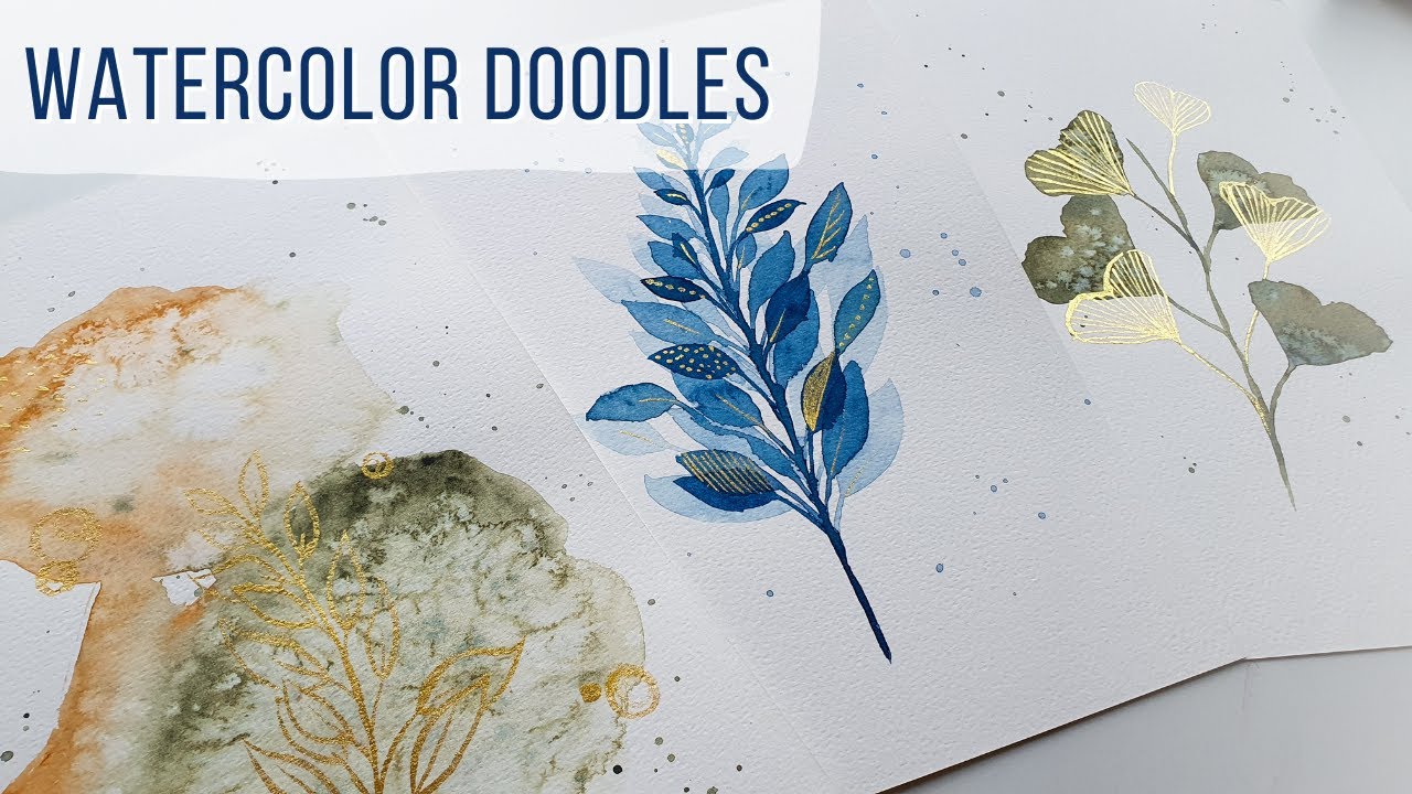 3 Easy Watercolor Leaf Doodles | Step by step watercolour tutorial for beginners