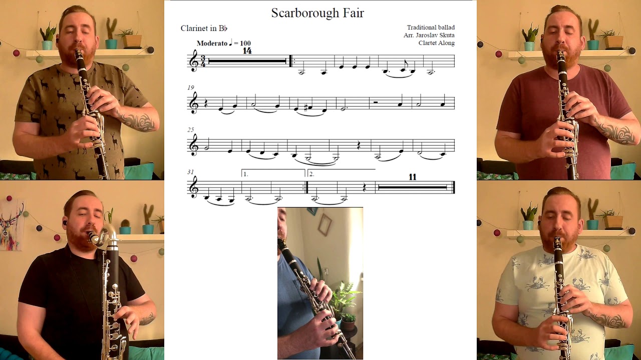 Scarborough Fair | CLARTET ALONG | clarinet solo and clarinet quartet with sheet music