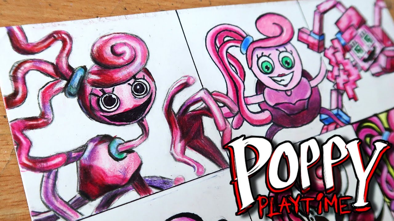 Рисуем маму с длинными ногами в разных стилях | Poppy Playtime Глава 3