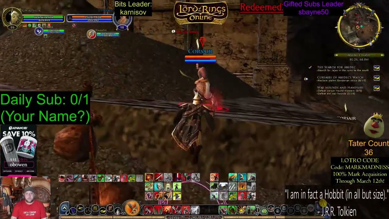 Poteen OBowen playing LOTRO, *Free Hug Friday* CAPTAIN to lvl 100 then BRAWLER to 160!