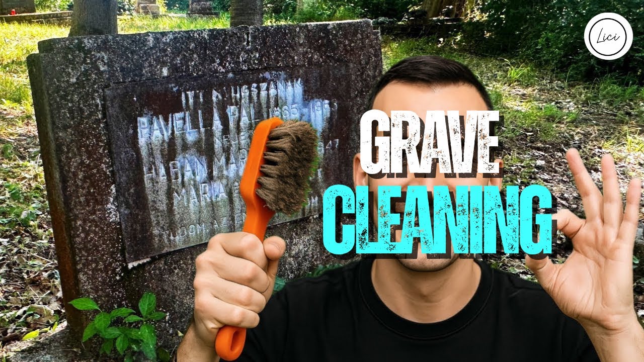 Restoring Respect: Cleaning a Neglected Gravestone in a Hidden Cemetery
