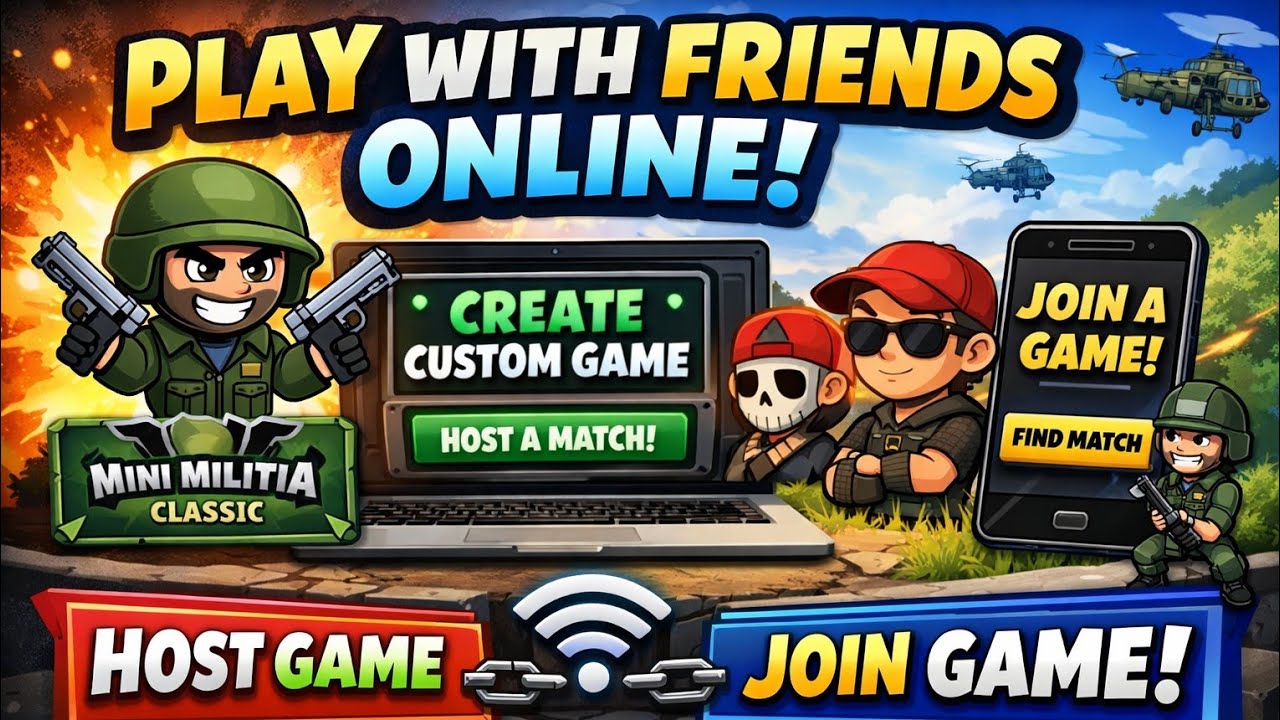 Mini Militia Classic – How To Create Custom Games | Play Online With Friends | Host & Join Guide