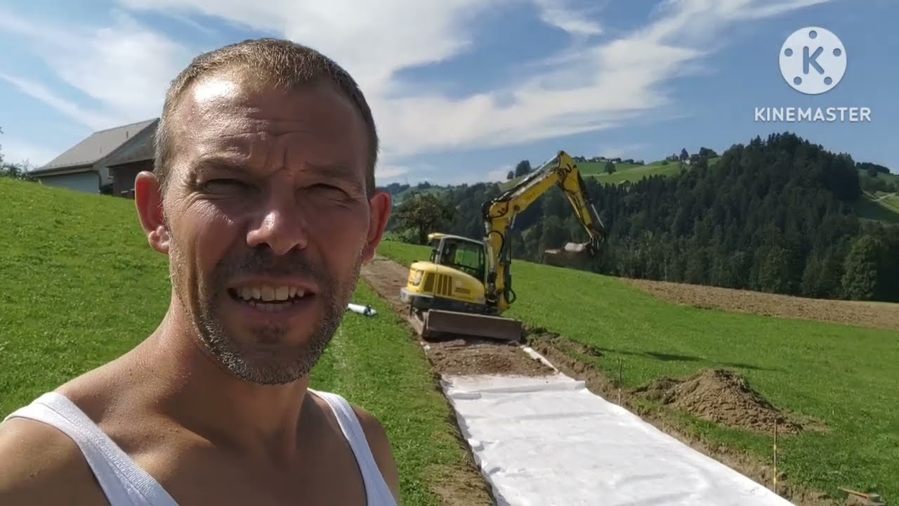Feldweg mit Rasengittersteinen ausbessern / Quellwasser Leitung erneuern