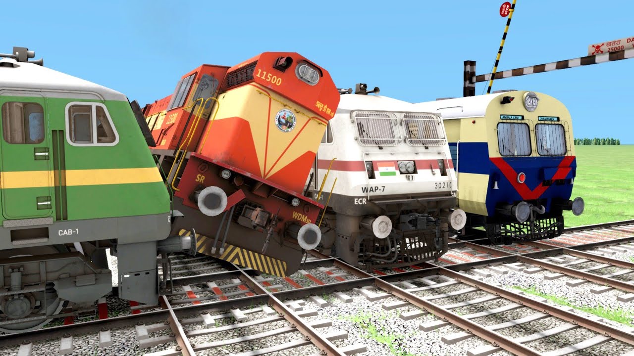 HIGH SPEED TRAIN HITS 3 TRAINS | LIVE TRAIN ACCIDENT | Diamond Railroad Crossing | Train Simulator