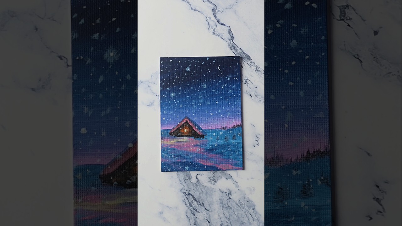 winter night sky ✨️ acrylic painting idea for beginners ❄️