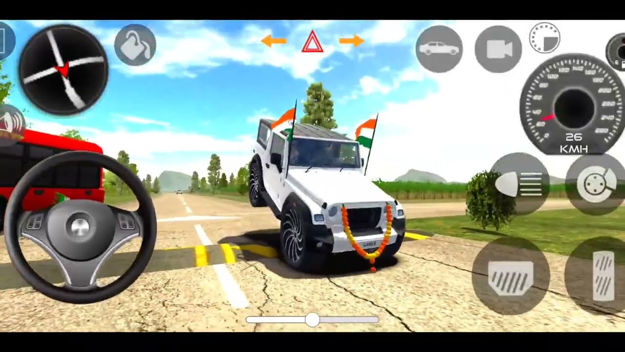 White Mahindra Thar stunt on village map live