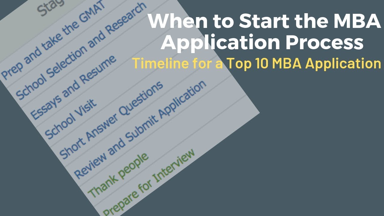 When to start the MBA admissions process &ndash; Timeline for a top 10 MBA application