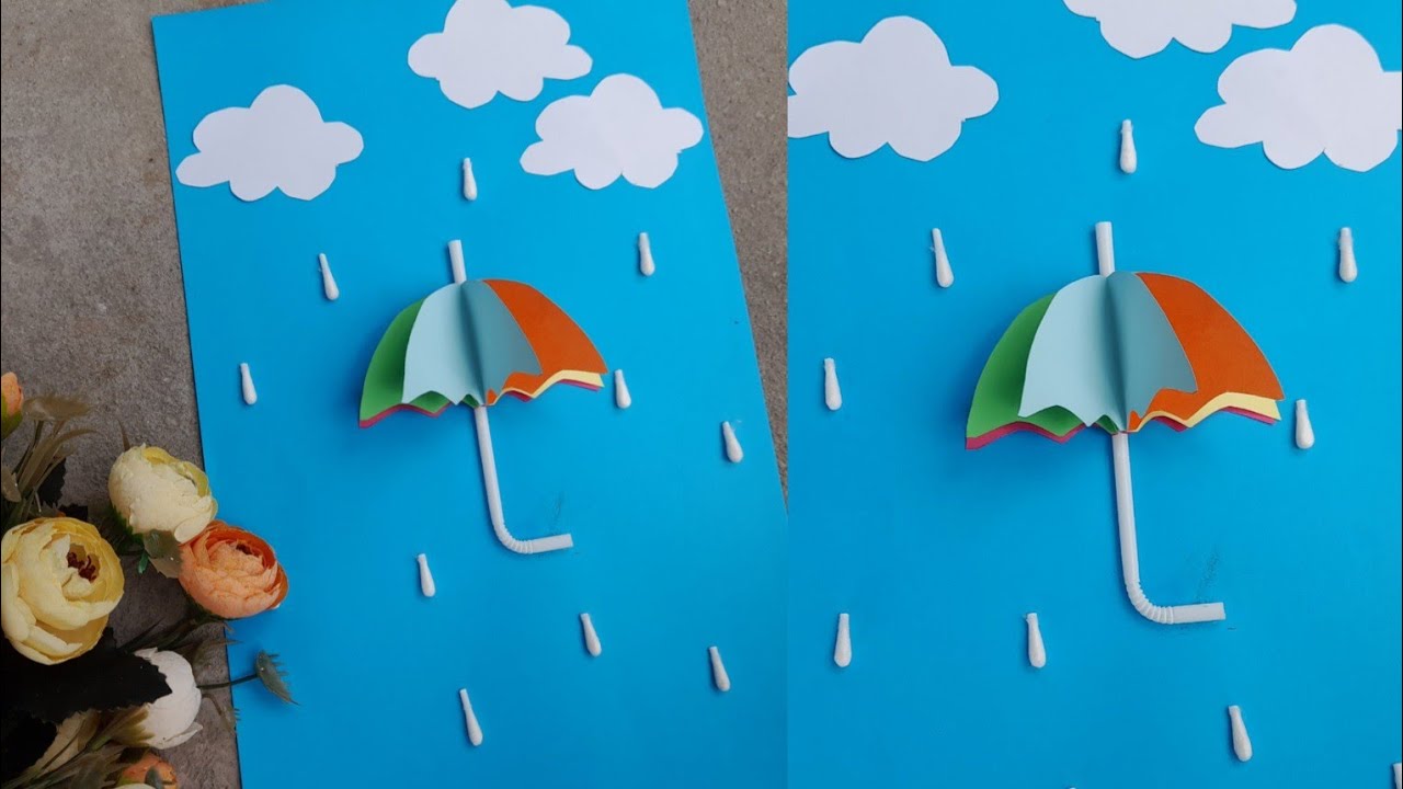 Ide kegiatan tema gejala alam || hujan || ide kegitan sub tema hujan || hujan || payung dari kertas