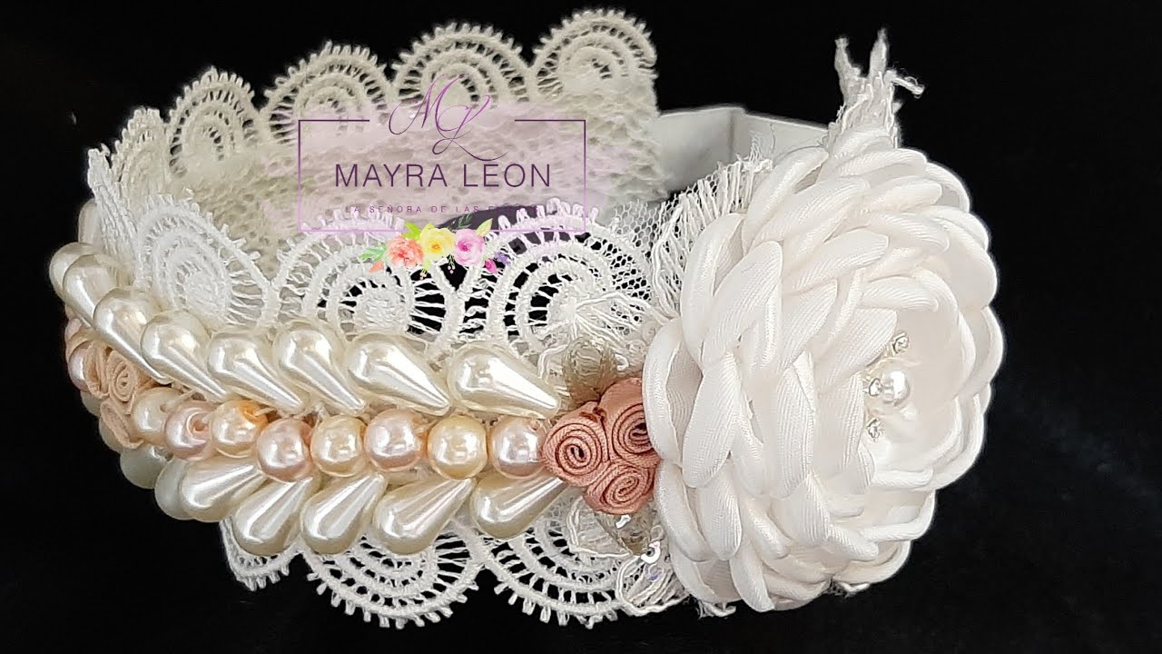 maraton Corona bordada para bautizo elegante y fina|como hacer una diadema para bautizo #MAYRALEON