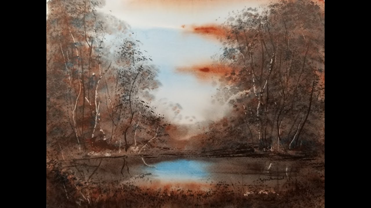 Beginner Watercolor Landscape Tutorial 236: Two Color Paintings: Cerulean Blue and Light Red Oxide