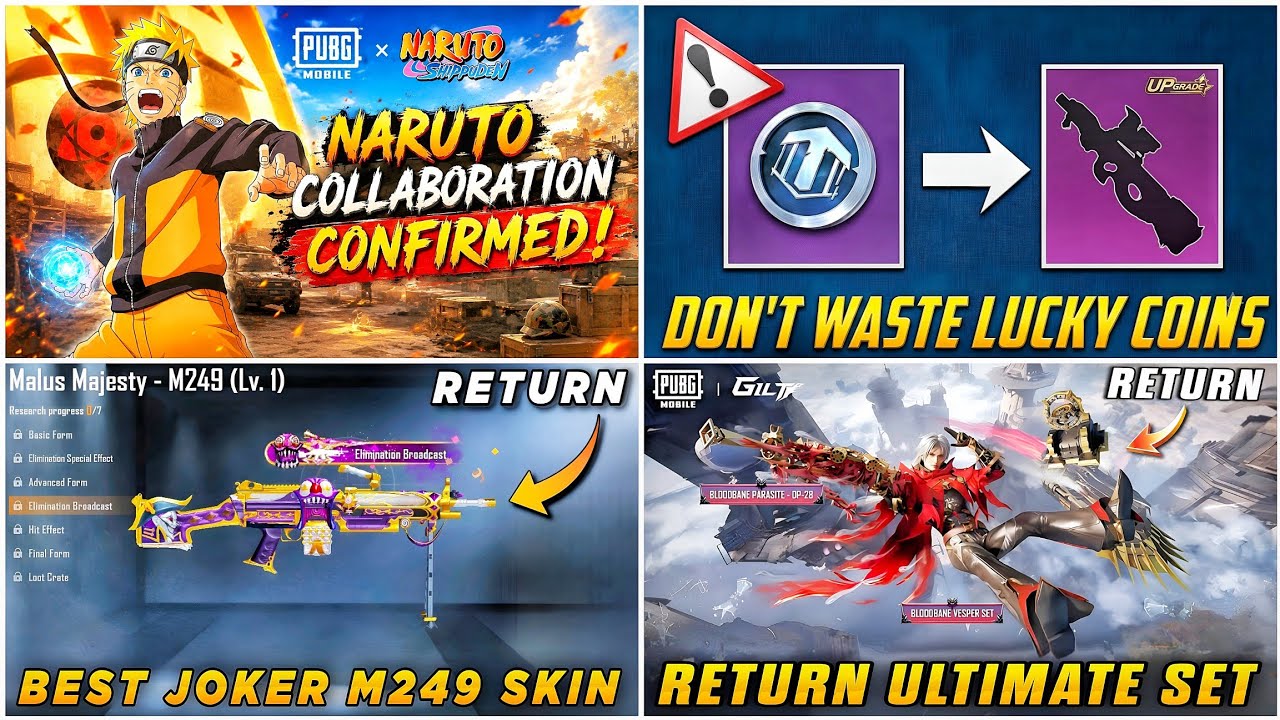 🔴 Naruto Is Coming In 4.5 Update ✅ Don't Waste Lucky CoinS ❌ Joker M249 Return 🤩 Return Ultimate Set