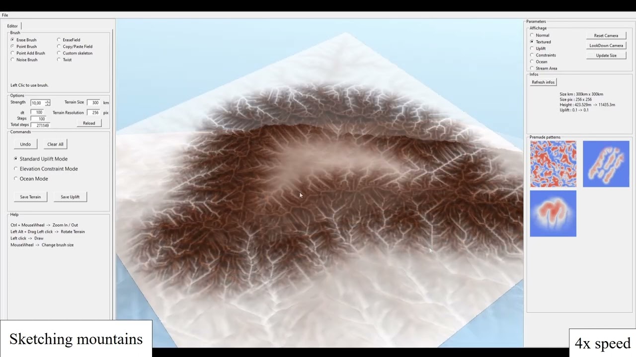 Large-scale terrain authoring through interactive erosion simulation