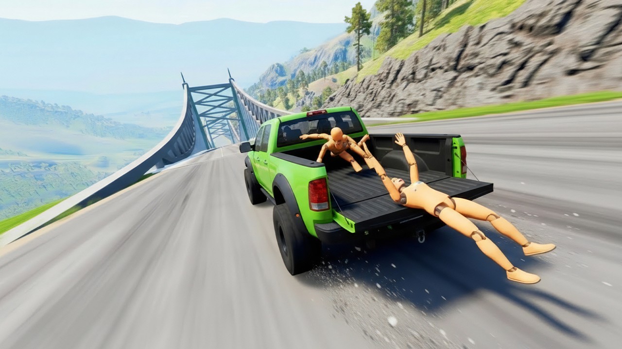 Full Throttle INSANE Long Downhill lane | BeamNG.drive Realistic Crashes & Speed Test #25