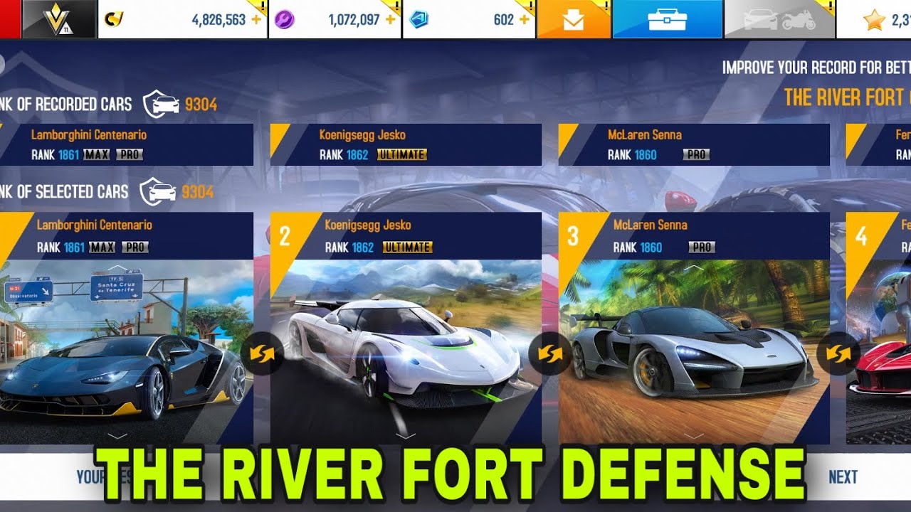 Asphalt 8, Gauntlet Qualification Lap - The River Fort 00:58:871