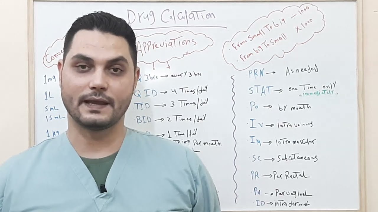 اختصارات طرق اعطاء الادويه ,جدول تحويل الوحدات الكميه DRUG CALCULATION #NURSE_NOTE_1